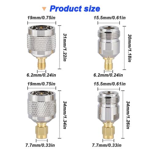 SMA to N Adapter Kit, SMA Male/Female to N Male/Female RF Coaxial Connectors for Antenna Extender Transceiver (4 Pack) in Saudi Arabia