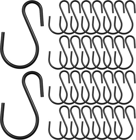 30pcs 2 Inch S Hooks for Hanging Small Heavy Duty S Hooks Black Mini S-Shaped Hook Ornament Hook for Christmas Hanging Plants Pots Pans Mugs Clothes Pots Pans DIY Crafts Jewelry in Saudi Arabia