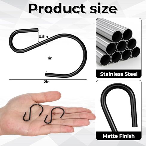 30pcs 2 Inch S Hooks for Hanging Small Heavy Duty S Hooks Black Mini S-Shaped Hook Ornament Hook for Christmas Hanging Plants Pots Pans Mugs Clothes Pots Pans DIY Crafts Jewelry in Saudi Arabia