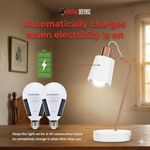 Original Defense EternaLight Rechargeable LED Bulbs (1 Count) - Emergency Light Bulbs with Battery Backup for Power Outages, Home, Camping, and Outdoor Activities - Solar Powered in Kuwait