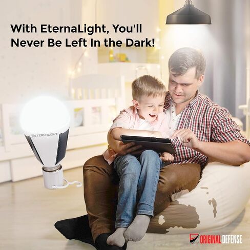 Original Defense EternaLight Rechargeable LED Bulbs (1 Count) - Emergency Light Bulbs with Battery Backup for Power Outages, Home, Camping, and Outdoor Activities - Solar Powered in Kuwait