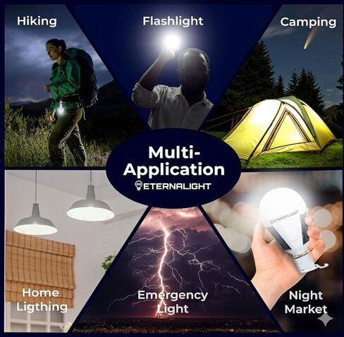 Original Defense EternaLight Rechargeable LED Bulbs (1 Count) - Emergency Light Bulbs with Battery Backup for Power Outages, Home, Camping, and Outdoor Activities - Solar Powered in Kuwait
