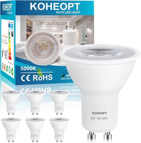 GU10 LED Light Bulb 5W, (2 Pack) 5000K Dimmable Daylight White,500LM Replacement for Track Lighting, 50W Equivalent Spot Light Bulbs, for Living Room, Kitchen Range Hood, Bathroom in Saudi Arabia