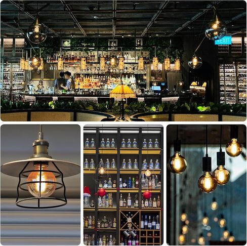 مصابيح إضاءة G25 Globe LED Edison، 6W أي ما يعادل 60W، 2500K مصابيح إضاءة ذات خيوط حلزونية مرنة بيضاء دافئة، لمبة LED عتيقة قابلة للتعتيم، مصابيح G80 العتيقة Edison، زجاج كهرماني، E26، 4 عبوات in Kuwait