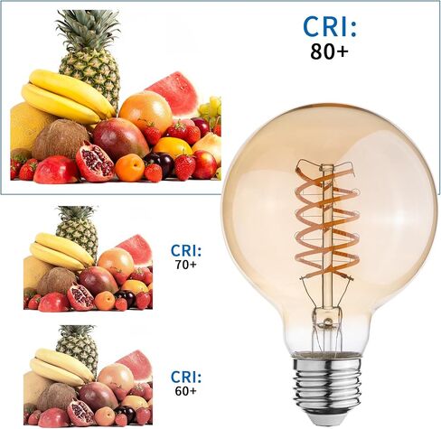 G25 Globe LED Edison Light Bulbs, 6W Equivalent to 60W, 2500K Warm White Flexible Spiral Filament Light Bulbs, Dimmable Vintage LED Bulb, G80 Antique Edison Bulbs, Amber Glass, E26, 4 Pack in Saudi Arabia
