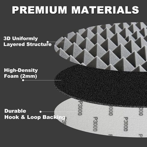 3000 Grit 6 Inch Foam Sanding Discs: 15Pcs Hook & Loop Wet Dry Performance Sand Paper for Orbital Sander, Round Sandpaper Replacement Pad for Automotive Polishing/Finishing in Saudi Arabia