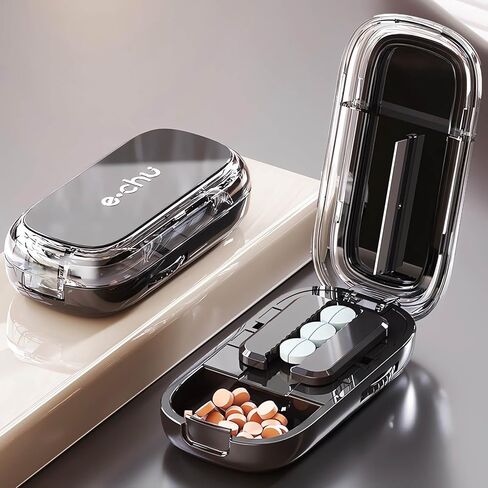 Pill Cutter (Off-White with Brush) Cutter Divider丨Pill Divider丨Pill Divider, Pill Divider for Cutting Pills, cuts Small or Large Pills in Half, Suitable for Travel, Pets in Saudi Arabia