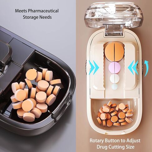 Pill Cutter (Off-White with Brush) Cutter Divider丨Pill Divider丨Pill Divider, Pill Divider for Cutting Pills, cuts Small or Large Pills in Half, Suitable for Travel, Pets in Saudi Arabia