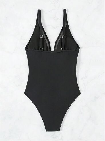 SHENHE Women's One Piece Swimsuit Sexy Mesh Tummy Control Bathing Suit Slimming V Neck Swimwear in Saudi Arabia