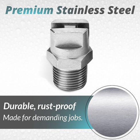 طرف رش مروحة مسطحة من MAX MANUFACTURING 9501 - 1/8 خيط ذكر 304 فوهة من الفولاذ المقاوم للصدأ لعصا تنظيف السجاد والتطبيقات الصناعية والزراعية والمناظر الطبيعية والتنظيف (عبوة من قطعتين) in Kuwait