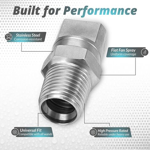 طرف رش مروحة مسطحة من MAX MANUFACTURING 9501 - 1/8 خيط ذكر 304 فوهة من الفولاذ المقاوم للصدأ لعصا تنظيف السجاد والتطبيقات الصناعية والزراعية والمناظر الطبيعية والتنظيف (عبوة من قطعتين) in Kuwait