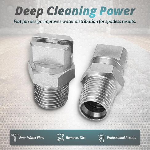 طرف رش مروحة مسطحة من MAX MANUFACTURING 9501 - 1/8 خيط ذكر 304 فوهة من الفولاذ المقاوم للصدأ لعصا تنظيف السجاد والتطبيقات الصناعية والزراعية والمناظر الطبيعية والتنظيف (عبوة من قطعتين) in Kuwait