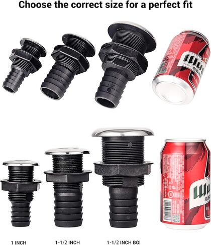 استنزاف قارب مع غطاء - صمام ذاتي الكفالة من خلال الهيكل، تصميم مضاد للتدفق الخلفي، زخرفة مقاومة للصدأ 316، سهلة التركيب للقوارب واليخوت. مقاس كبير 1-1/2 بوصة، 1 بوصة أو 1-1/2 بوصة. in Kuwait