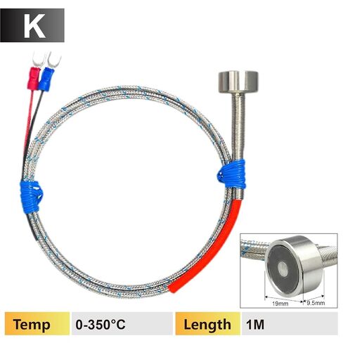Type K Magnetic Surface Thermocouple Probe Stainless Steel Braided Cable Contact Sensor 1Pcs(Pt100-8M -60-350) in Saudi Arabia