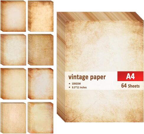 ورق قرطاسية عتيق 64 ورقة، ورق ثابت عتيق مقاس 8.5 × 11 بوصة للكتابة، ورق طابعة بحجم الحروف، مظهر قديم مزخرف للدعوات، 8 تصميمات in Kuwait