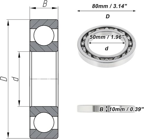 16010 Deep Groove Ball Bearings 50x80x10mm P5 Open Type Lubricated Bearings 1 Pc Car Scooter Skateboard Wheel Universal Silver Tone in Saudi Arabia