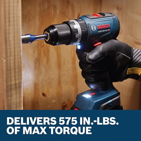 BOSCH GSB18V-65N 1/2 In. Brushless Hammer Drill/Driver - 575 In.-Lbs. Max Torque, Switchable KickBack Control, Rapid Mode Selector, Dual LED Worklights, All-Metal Chuck (Bare Tool) in Saudi Arabia