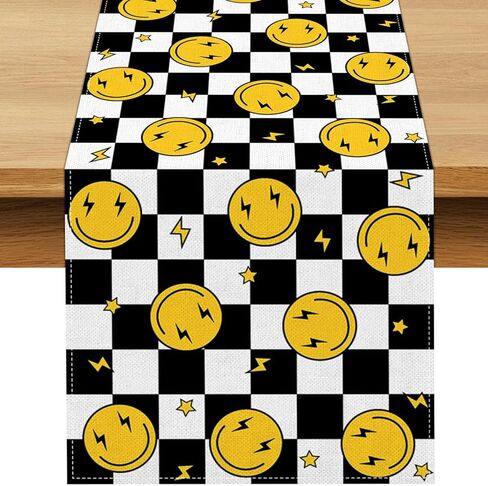 One Happy Dude Table Runner Smile Face 1st Birthday Party Decoration Baby Shower Dining Room Home Kitchen Table Decor in Saudi Arabia