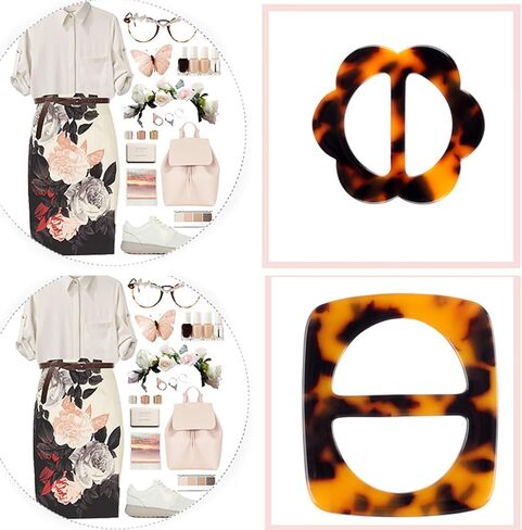 2PCS Acetate Resin Scarf Clips for Shawls, Shirts & T-Shirts – Decorative Fashion Accessory Pins in 4 Styles,Oval,Floral,H-Shape,Round in Saudi Arabia