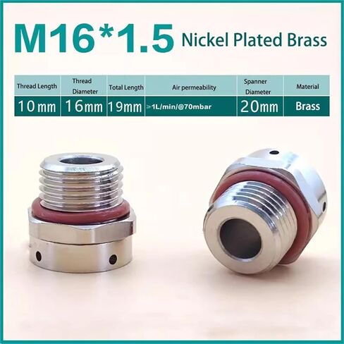 1PCS Metal Nickel-Plated Brass Waterproof Vent Plug M5 / M20 Pressure Equalization Screw Relief Valve Exhaust Breather(M16x1.5) in Saudi Arabia