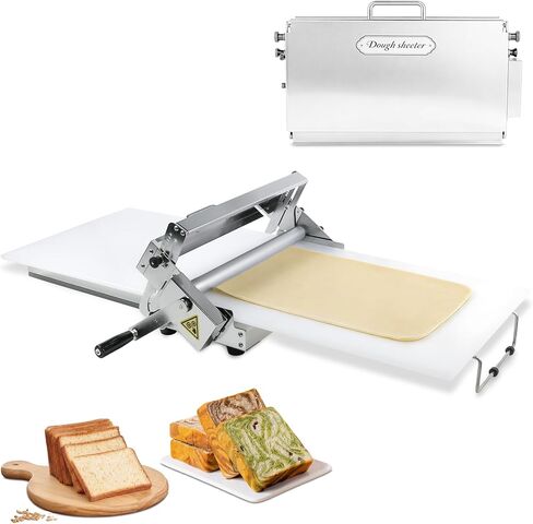 Folding Dough Sheeter (15.5")，Dough Sheeter，Counter Top Dough Sheeter，Manual Dough Sheeter，Commercial Dough Roller Sheeter，Dough Machine With Adjustable Thickness, Stainless Steel（1 Rolling Boards） in Saudi Arabia