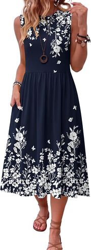 HOTOUCH Womens Summer Desses Casual Sleeveless Tank Midi Dress with Pockets Aline Flowy Vocation Beach Sundress 2026 in Saudi Arabia