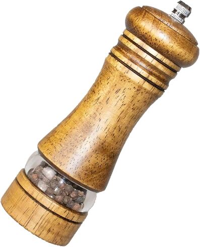 مطحنة الفلفل مطحنة الملح مطحنة الفلفل الخشبية مع خشنة قابلة للتعديل، 6 بوصة خشبية قابلة لإعادة الملء مطحنة الفلفل اليدوية مطحنة الفلفل للفلفل الأسود، سهلة التنظيف in Kuwait