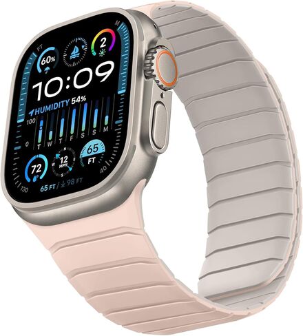 شريط مزدوج قابل للانعكاس متوافق مع Apple Watch 49mm 46mm 45mm 44mm 42 مم ، أحزمة السيليكون الناعمة المعصم المغناطيسية لسلسلة Iwatch Ultra SE 10 9 8 7 6 5 4 3 2 1 ، بني إنديجو in Kuwait