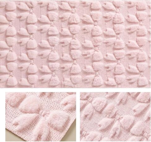 Artoid Mode Pink Soft Plush Faux Fur Jacquard Bows Table Runner, Valentine's Kitchen Dining Table Decoration for Home Party Decor 13x72 Inch in Saudi Arabia