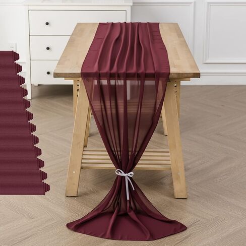 6 عبوات من مفرش طاولة شيفون بطول 10 أقدام مقاس 29 × 120 بوصة مفرش طاولة رومانسي شفاف لحفلات الزفاف وأعياد الميلاد وحفلات الزفاف والديكور الخارجي - ضباب أزرق in Kuwait