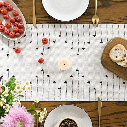 وضع Artoid الأسود بوهو الجدول عداء للمزرعة ريفي، عطلة موسمية Macrame الخيش المطبخ طاولة الطعام الديكور لديكور المنزل الطرف 12x72 بوصة in Saudi Arabia