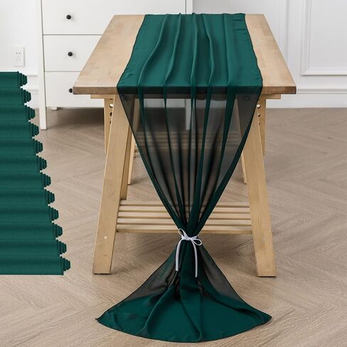 6 عبوات من مفرش طاولة شيفون بطول 10 أقدام مقاس 29 × 120 بوصة مفرش طاولة رومانسي شفاف لحفلات الزفاف وأعياد الميلاد وحفلات الزفاف والديكور الخارجي - ضباب أزرق in Kuwait