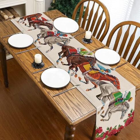 Derby Table Runner Kentucky Horse Race Party Decorations 72×13inch Horse Racing Run for The Roses Table Runner Decor for Home Dining Room Kitchen Table Decoration in Saudi Arabia
