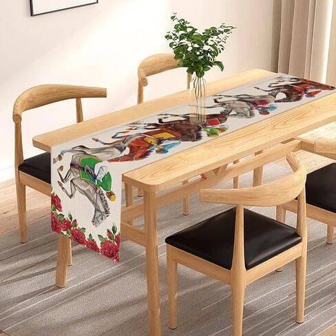 Derby Table Runner Kentucky Horse Race Party Decorations 72×13inch Horse Racing Run for The Roses Table Runner Decor for Home Dining Room Kitchen Table Decoration in Saudi Arabia