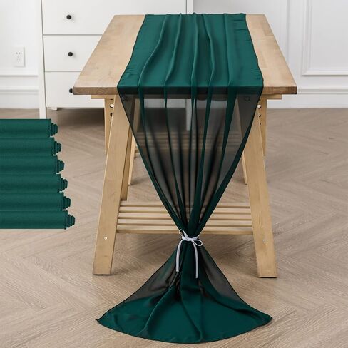 6 عبوات من مفرش طاولة شيفون بطول 10 أقدام مقاس 29 × 120 بوصة مفرش طاولة رومانسي شفاف لحفلات الزفاف وأعياد الميلاد وحفلات الزفاف والديكور الخارجي - ضباب أزرق in Kuwait