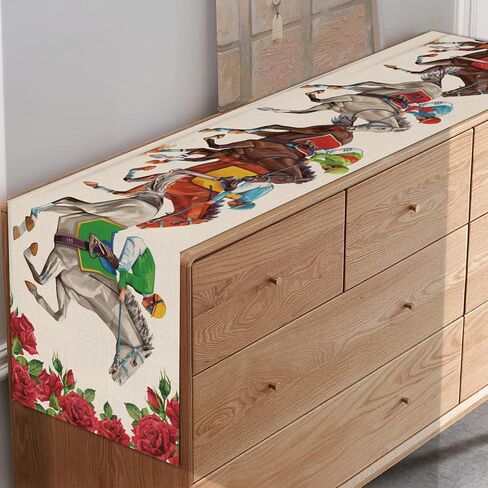Derby Table Runner Kentucky Horse Race Party Decorations 72×13inch Horse Racing Run for The Roses Table Runner Decor for Home Dining Room Kitchen Table Decoration in Saudi Arabia