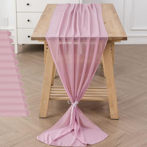 6 عبوات من مفرش طاولة شيفون بطول 10 أقدام مقاس 29 × 120 بوصة مفرش طاولة رومانسي شفاف لحفلات الزفاف وأعياد الميلاد وحفلات الزفاف والديكور الخارجي - ضباب أزرق in Kuwait