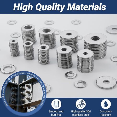 60 Pcs M8 Flat Washer Stainless, 0.61" Outside Diameter, 0.055" Thickness, Stainless Steel Washers Flat, Aperture is Also Suitable for 5/16" Bolts (60, M8) in Saudi Arabia