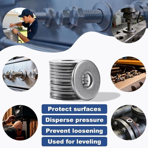 60 Pcs M8 Flat Washer Stainless, 0.61" Outside Diameter, 0.055" Thickness, Stainless Steel Washers Flat, Aperture is Also Suitable for 5/16" Bolts (60, M8) in Saudi Arabia