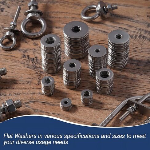 60 Pcs M8 Flat Washer Stainless, 0.61" Outside Diameter, 0.055" Thickness, Stainless Steel Washers Flat, Aperture is Also Suitable for 5/16" Bolts (60, M8) in Saudi Arabia