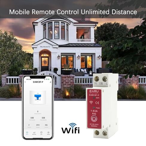 قاطع دائرة ذكي Tuya WiFi، 1P+N 63A، مراقب طاقة الطاقة، حامي تيار الجهد، مفتاح التحكم عن بعد الصوتي in Kuwait