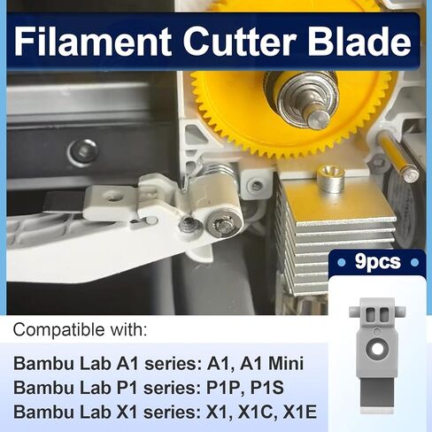 9 قطع شفرات قطع خيوط بديلة لطابعات Bambu Lab A1/A1 mini/P1/X1/P1P/P1S/P2S/X1C/X1E ثلاثية الأبعاد، قاطع خيوط لبامبولاب متوافق مع تراجعات AMS، تمنع انحشار الخيوط in Kuwait