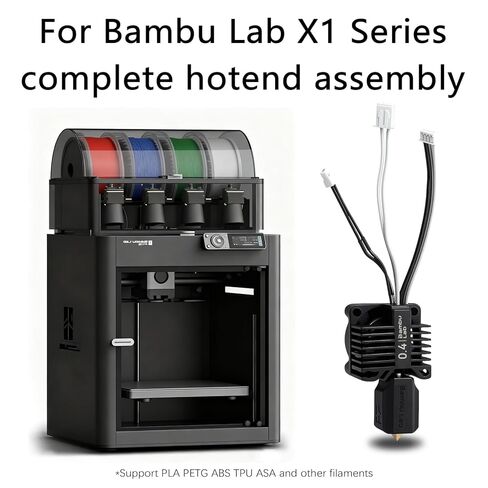 For Bambu Lab P1P,P1S Complete Assembly Hardened Steel Hotend with Fan,Thermistor,Ceramic Heater,0.4mm Nozzle Extruder Heating Block Replacement for Bambu Lab P1 Series 3D Printer (P1 Series-0.4mm) in Kuwait