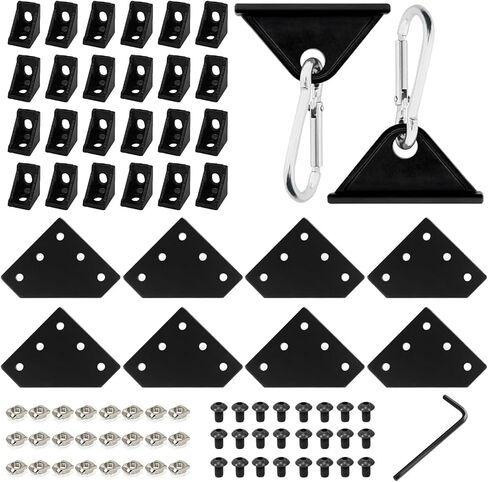 34 Pack 4040 Corner Bracket Aluminum Extrusion Hardware Accessories Include L-Shaped Plate, Corner Angle, Sliding Hook for 40x40 Series Extruded Aluminum Black in Saudi Arabia