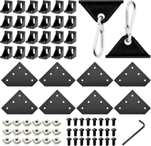 34 Pack 4040 Corner Bracket Aluminum Extrusion Hardware Accessories Include L-Shaped Plate, Corner Angle, Sliding Hook for 40x40 Series Extruded Aluminum Black in Saudi Arabia