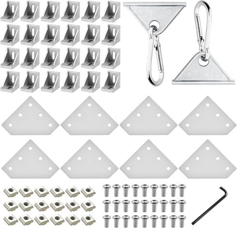 34 Pack 4040 Corner Bracket Aluminum Extrusion Hardware Accessories Include L-Shaped Plate, Corner Angle, Sliding Hook for 40x40 Series Extruded Aluminum Black in Saudi Arabia