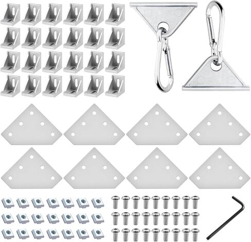 34 Pack 4040 Corner Bracket Aluminum Extrusion Hardware Accessories Include L-Shaped Plate, Corner Angle, Sliding Hook for 40x40 Series Extruded Aluminum Black in Saudi Arabia