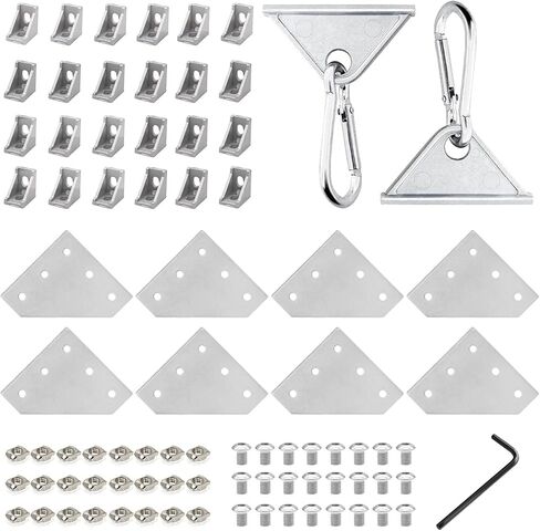 34 Pack 4040 Corner Bracket Aluminum Extrusion Hardware Accessories Include L-Shaped Plate, Corner Angle, Sliding Hook for 40x40 Series Extruded Aluminum Black in Saudi Arabia