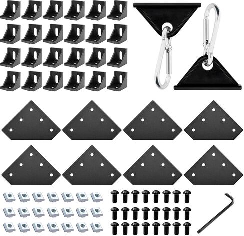 34 Pack 4040 Corner Bracket Aluminum Extrusion Hardware Accessories Include L-Shaped Plate, Corner Angle, Sliding Hook for 40x40 Series Extruded Aluminum Black in Saudi Arabia