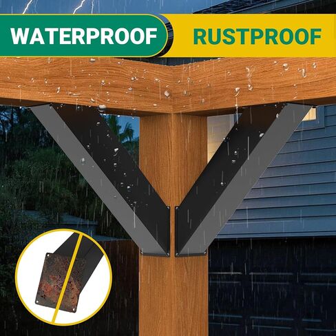 4''X4'' (Actual: 3.2''X3.2'') 45 Degree Angle Support Bracket 2pcs, Heavy Duty Pergola Brackets for Gazebos, Porches, Wood Post and Beam 45 Degree Bracket in Kuwait